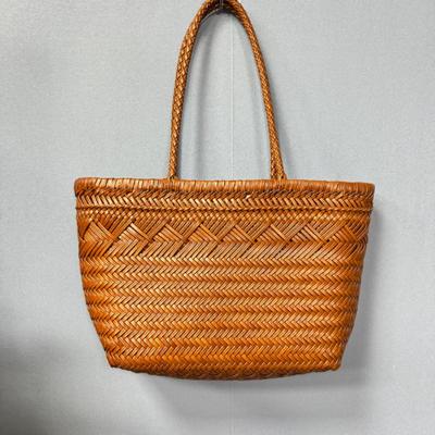 dragondiffusion法式编织菜篮子包真皮手工女士手提包网红新品