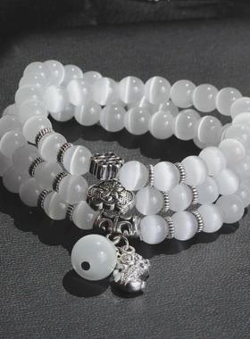 琦毅跨境配饰批发水晶猫眼石手链三圈猫眼手串义乌小商品女士手饰