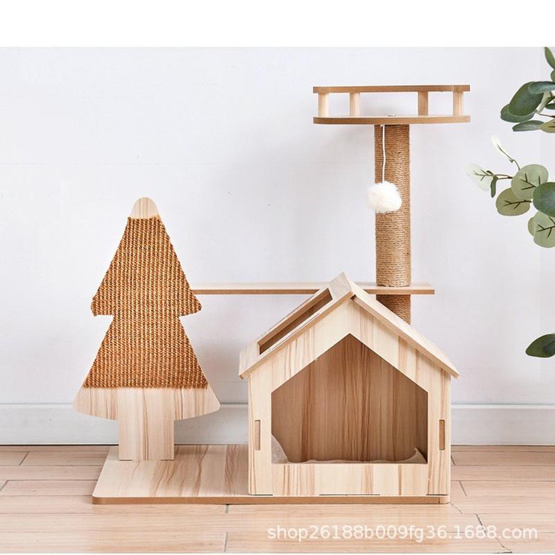 简约木质大型猫太空舱猫窝猫树一体柱猫抓板猫抓猫架子宠物用品