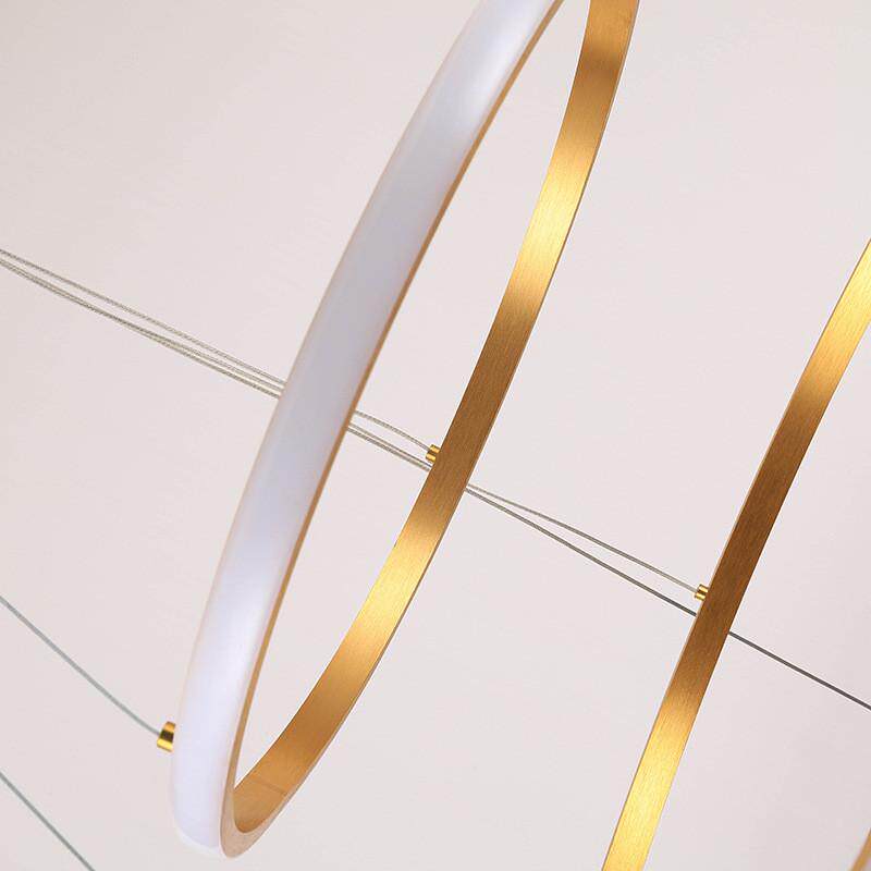 热销北欧圆圈环形吊灯LED餐厅客厅亚克力铝材吊灯轻奢简约家装灯