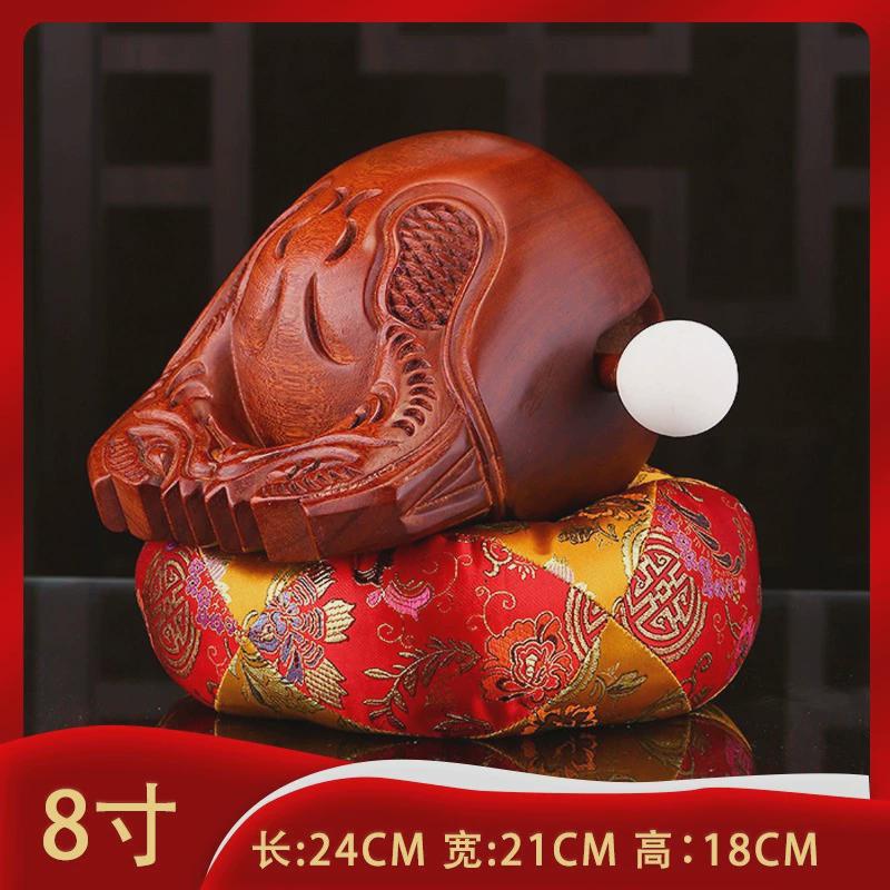 木鱼法器家用实木香樟木鱼打击乐器紫檀木鱼一套垫子梆子木雕摆件