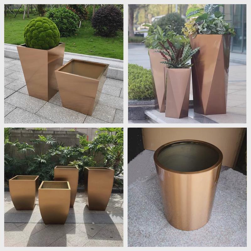 摆户外不锈钢庭院外花箱商业街种菜箱防腐木铁艺花槽护栏景观绿植