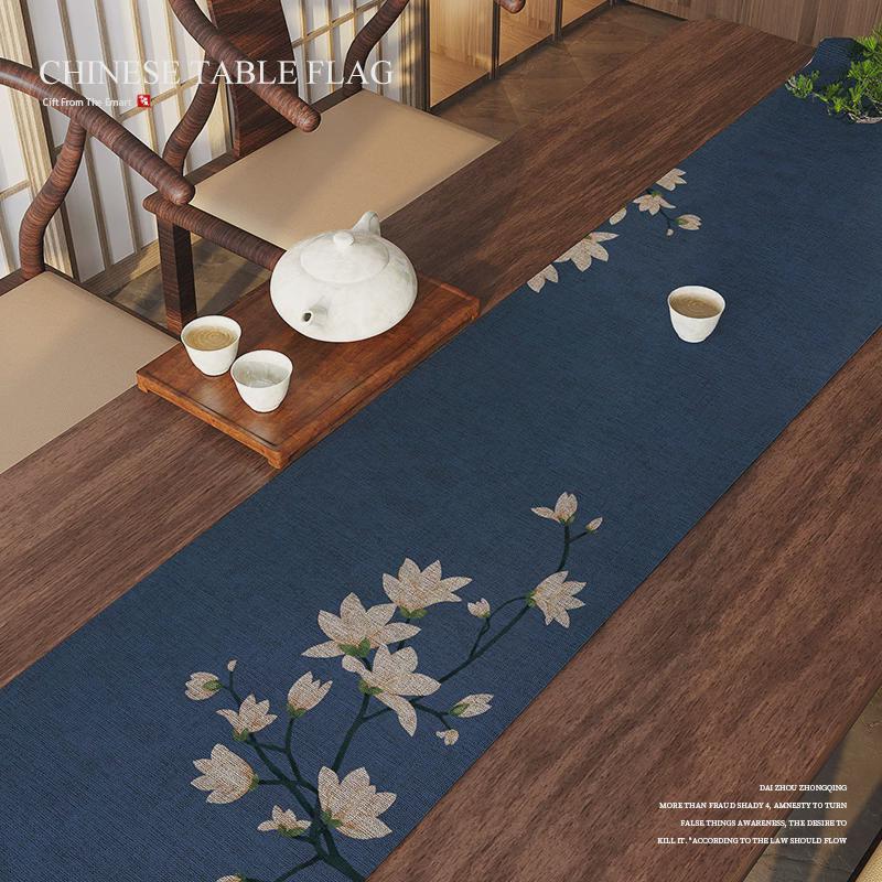 新中式茶席桌布茶艺棉麻防水餐桌布长茶道禅意盖布会议室台布桌旗