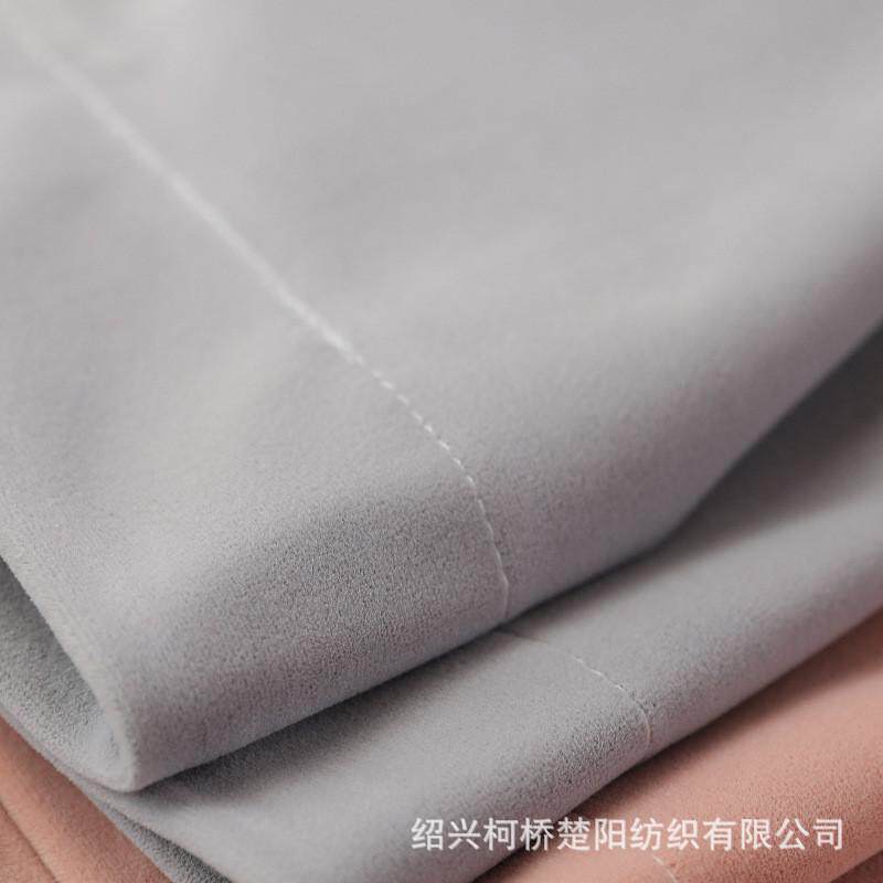 高档北欧貂绒窗帘成品轻奢遮光加厚纯色拼接丝绒美式客厅卧室