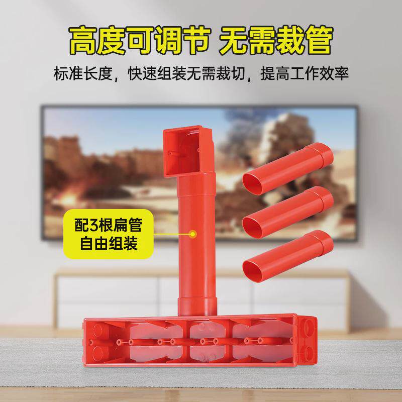 电视背景墙专用预埋盒 pvc86型连体穿线扁管式接线暗底盒五联影音