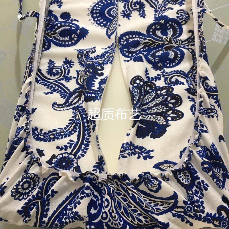 8e7q批发亚麻青花坐垫套拆洗高密度海绵罩长条凳子椅垫茶庄实