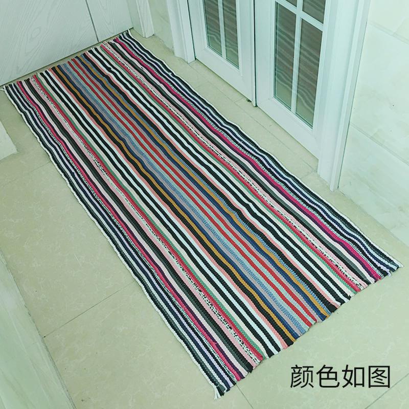 广垫手工布艺编织地垫家用进门吸水布条垫长条门口地巾床边飘窗垫