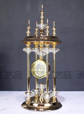 跨境轻奢水晶座钟摆件家居客厅桌面台钟创意高档美式钟表装饰摆设