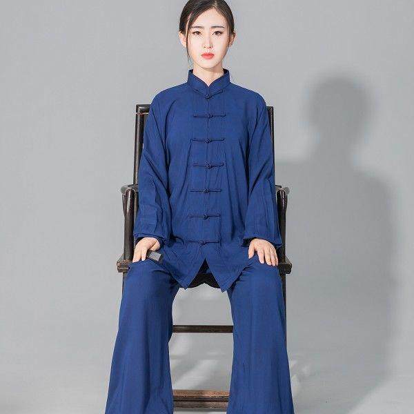 表演绵绸太极练功服夏季男女5色健身服套装太极拳晨练长袖服装