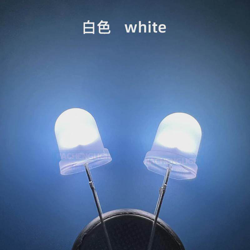 8mm橙头带色红黄蓝普翠绿圆光led直插发光二极管散光雾状指示灯珠