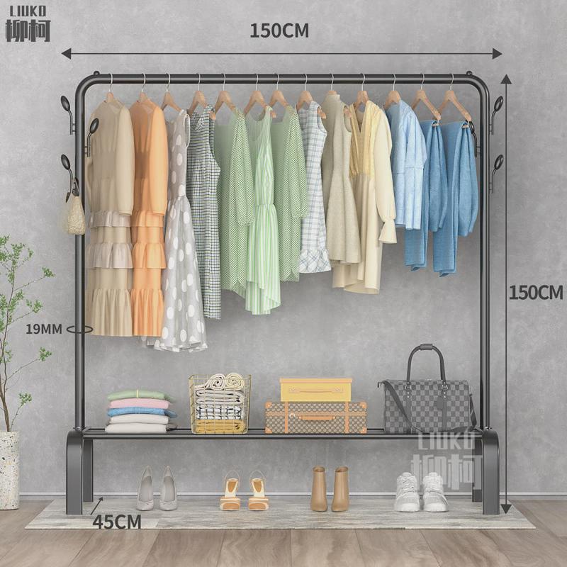 晾衣架落地折叠家用晒衣架阳台卧室挂衣架子室内晶单杆式衣简易柏