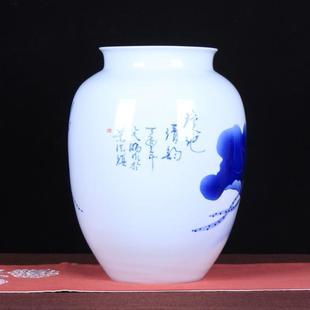 陶瓷花瓶批发大师瓶文瀚手绘釉下彩大口冬瓜吴瑶池清韵收藏