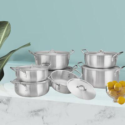 铝锅铝砂光锅7件套锅锅无涂层装南美非洲双耳汤煲锅厂家直销pot