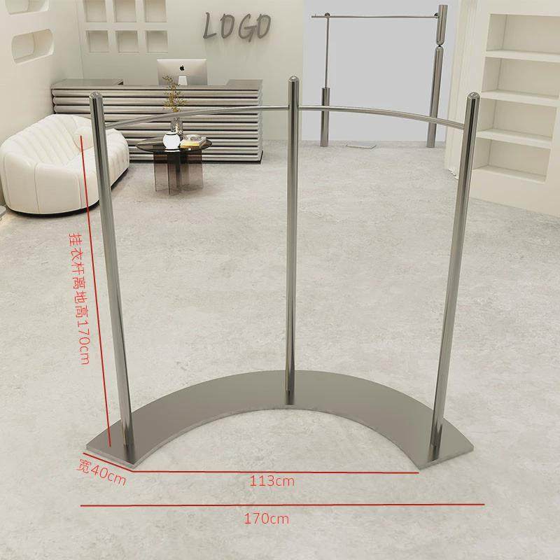 服装店不锈钢大管加厚弧形中岛架带板展示架高档s形半圆挂衣架,收纳整理,置地/升降晾晒衣架,淘宝优惠券,粉丝福利购,淘宝优惠卷