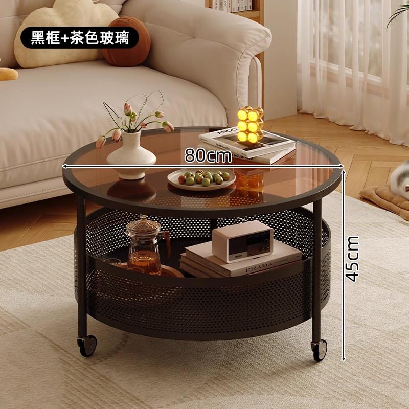 奶油风沙发边几可移动小茶几客厅家用小边几法式小户型带轮小圆桌