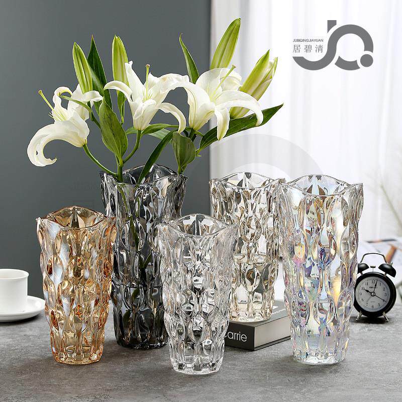 北欧轻奢ins风玻璃花瓶高级感网红透明客厅家居装饰摆件百合鲜花