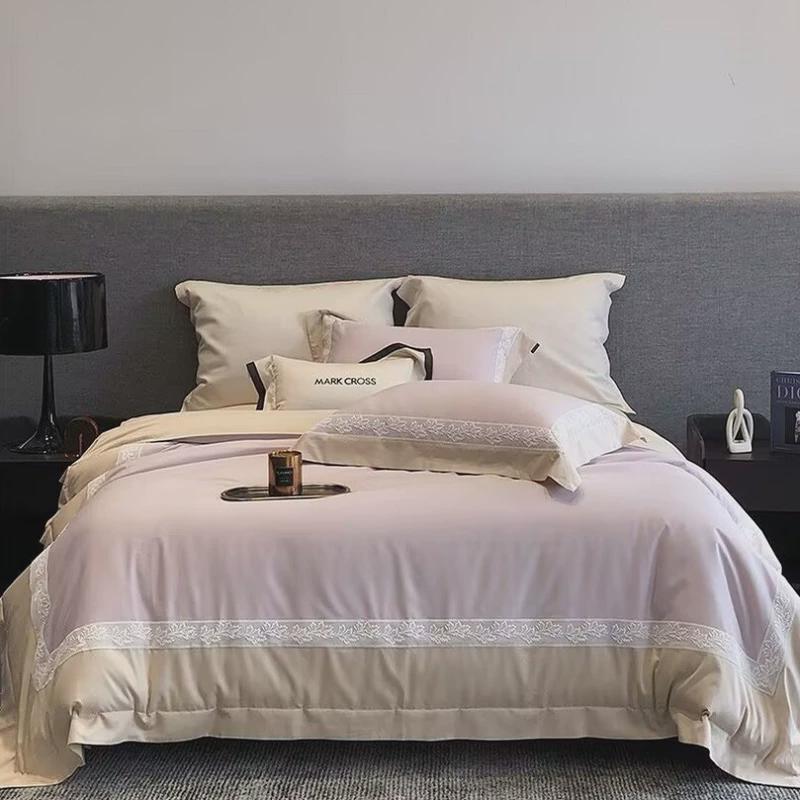 玛洛驰【磨毛乐丽日记】绵柔100支超细旦天丝棉蕾丝花边杜四件套