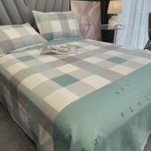 q683老粗布床单三件套带花边粗布幼儿园凉席麻布儿童棉夏季 天席子