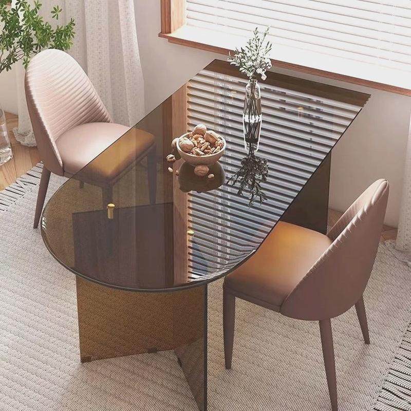 w網2轻奢钢化台餐桌半餐桌电脑办公桌半岛玻璃桌圆餐桌家用小户型