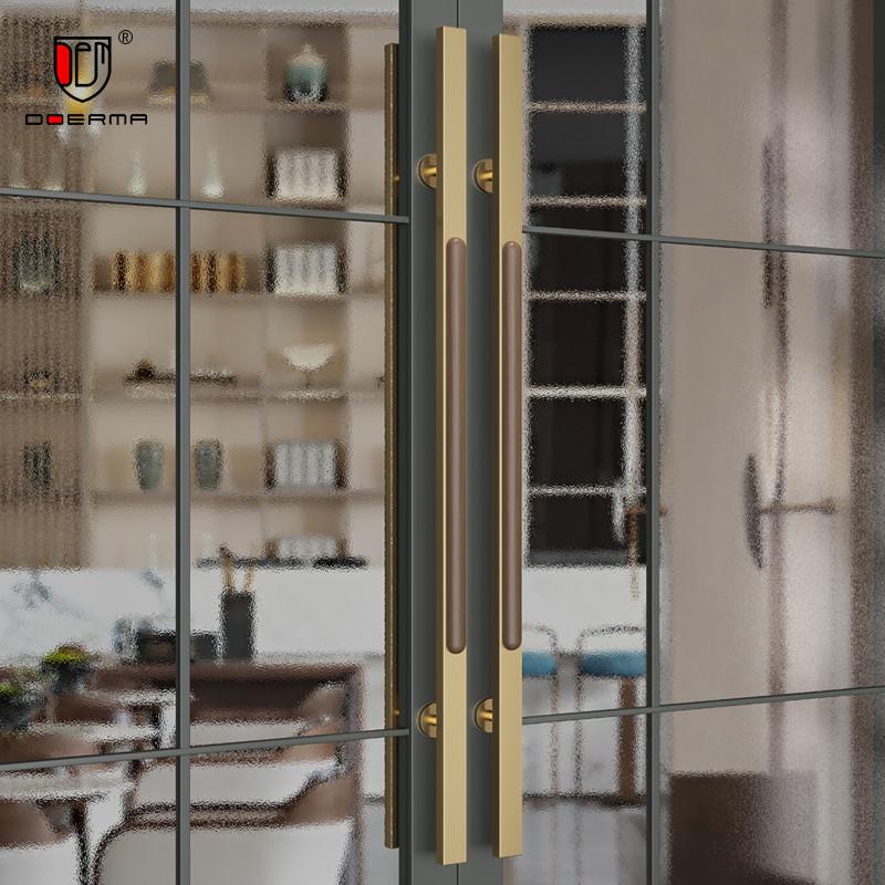 钢化玻璃门拉手加厚不锈钢金色推拉有框实木门把手黑色可订制孔距