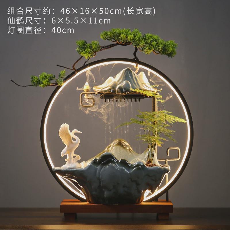 乔迁流水摆件招财喷泉倒流香陶瓷桌面办公室禅意客厅中式开业礼品