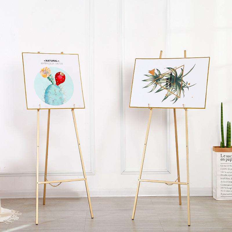 欧式金色铁艺画架轻奢酒店婚礼迎宾展示架画室油画架婚纱店批发