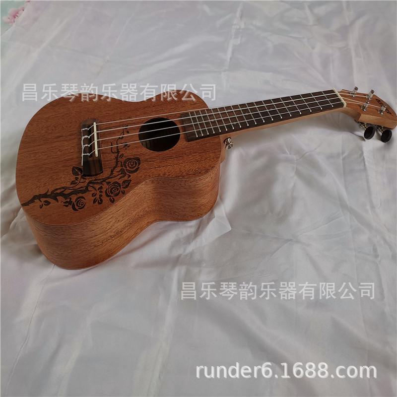 尤克里里ukulele乌克丽丽四弦琴小吉他23寸桃花芯乐器款花藤
