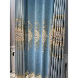 a6l新款 窗帘成品定制客厅镂空绣花落地窗布料 豪华雪尼尔餐厅欧式