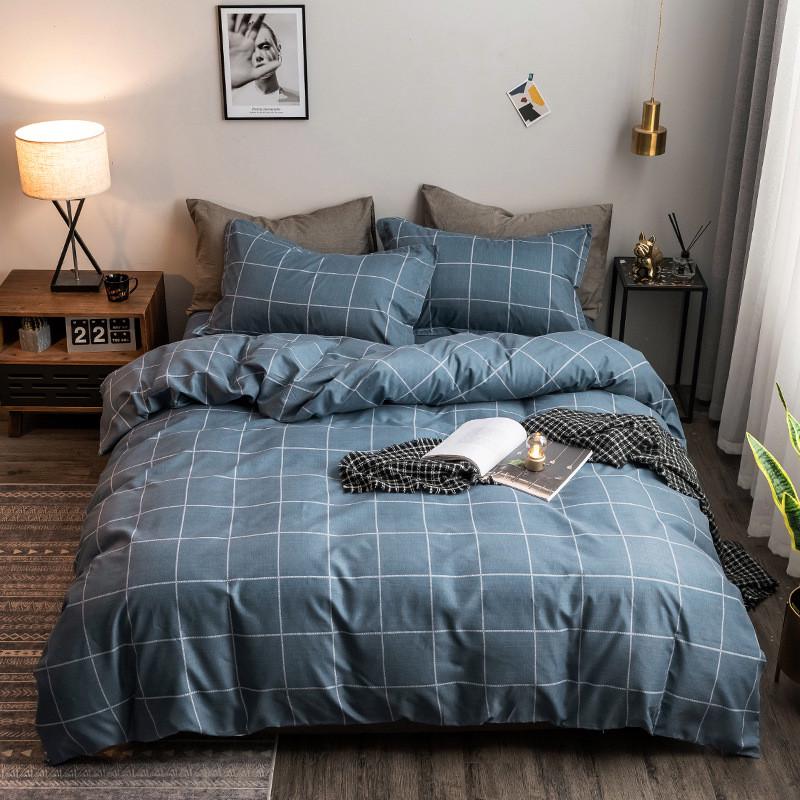 1vpr床上四件套春秋180x200cm纯水洗棉三件套床单人学生宿舍被套