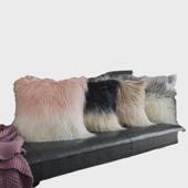 靠垫ins仿滩羊毛抱枕靠枕套双色提花办公室腰枕单面抱枕套不含芯