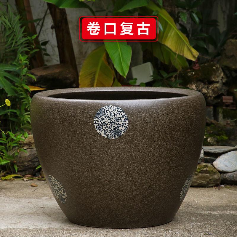 古法室土陶瓷养金鱼缸荷花睡莲池老旧式阳台生态户外庭院大号水缸