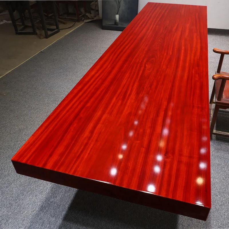 柚木大板原木奥桌整体坎巴花实木大板会议桌办公桌红花梨中式茶桌
