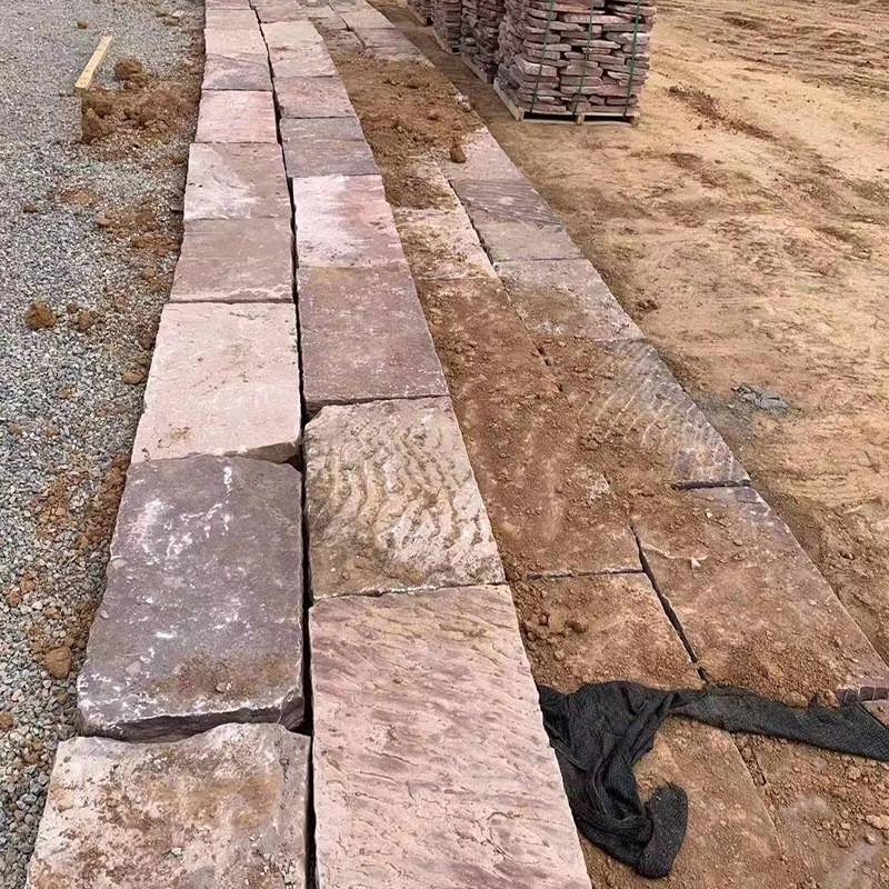 户外石条台阶石园林古建老旧仿古旧石板自然面老石板庭院铺路石