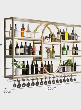 客厅酒吧餐厅装饰挂墙红酒展示架吧台酒架铁艺壁挂式酒柜置物架子