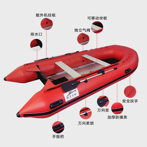 科曼橡皮艇2-12人抗洪防汛冲锋舟救生艇铝合金底橡皮艇加厚耐磨皮