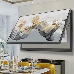 电表箱装 弱电挂画 饰画大尺寸配电箱电闸遮挡盒抽象免打孔超长横款