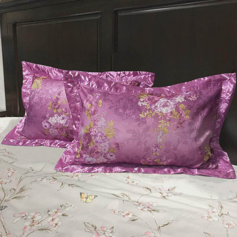 ri0t家用提花枕套一对装欧式枕头套一对贡缎婚庆结婚乳胶枕枕