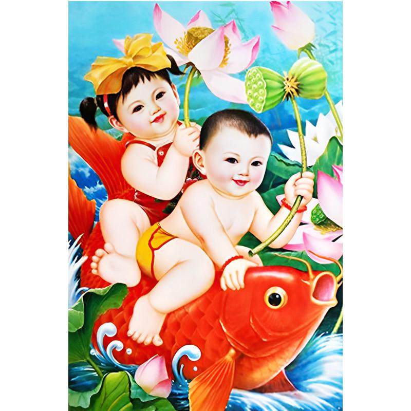 龙年年画娃娃送子图老式墙贴画求子福娃贴纸好宝宝孕喜娃海报早教