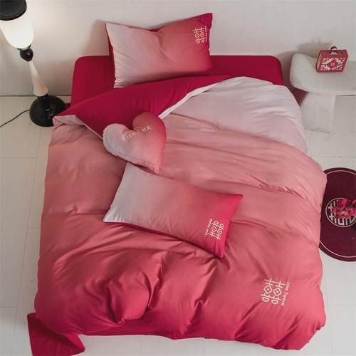 床单被套婚庆红色婚房喜被结婚床上用品四件套被单婚礼渐变色新婚