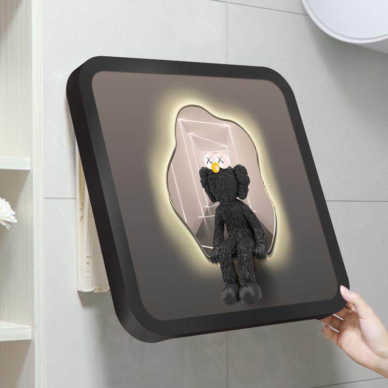 浴室壁画防水卫生间放衣服收纳箱免打孔壁挂折叠收纳柜置物架