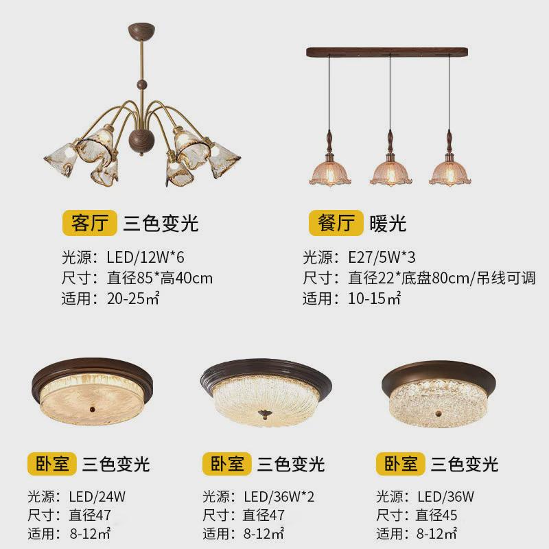 玻璃客厅餐厅吊灯设计师美式中古南洋风大厅灯多头法式复古主灯