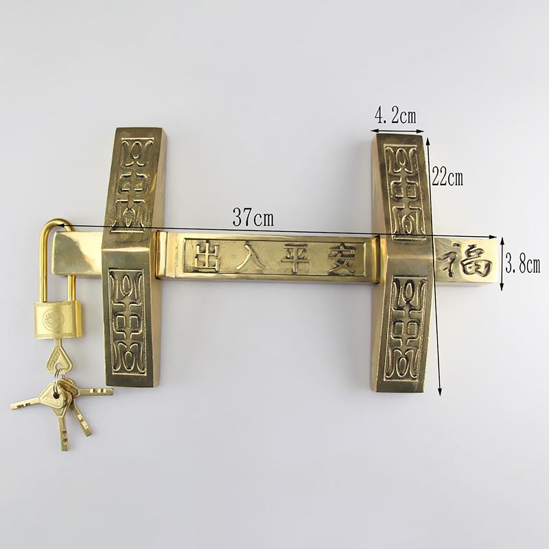 仿古牛弯插铜门底板门锁门扣中式大门复古黄铜大插销门栓锁厂家