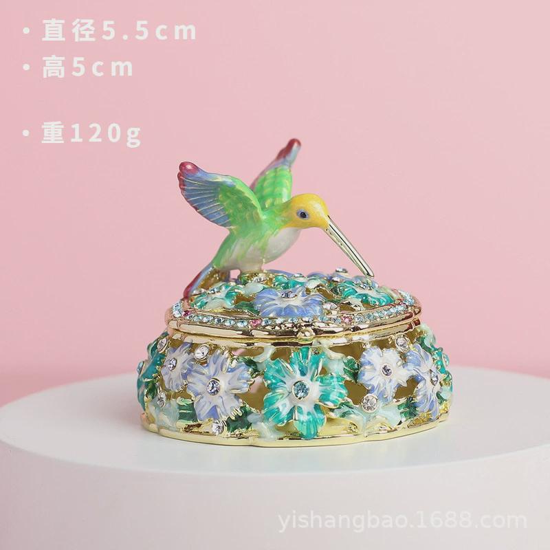 新品珐琅首饰盒礼品网红ins蜂鸟小摆件家居饰品会销手工艺品