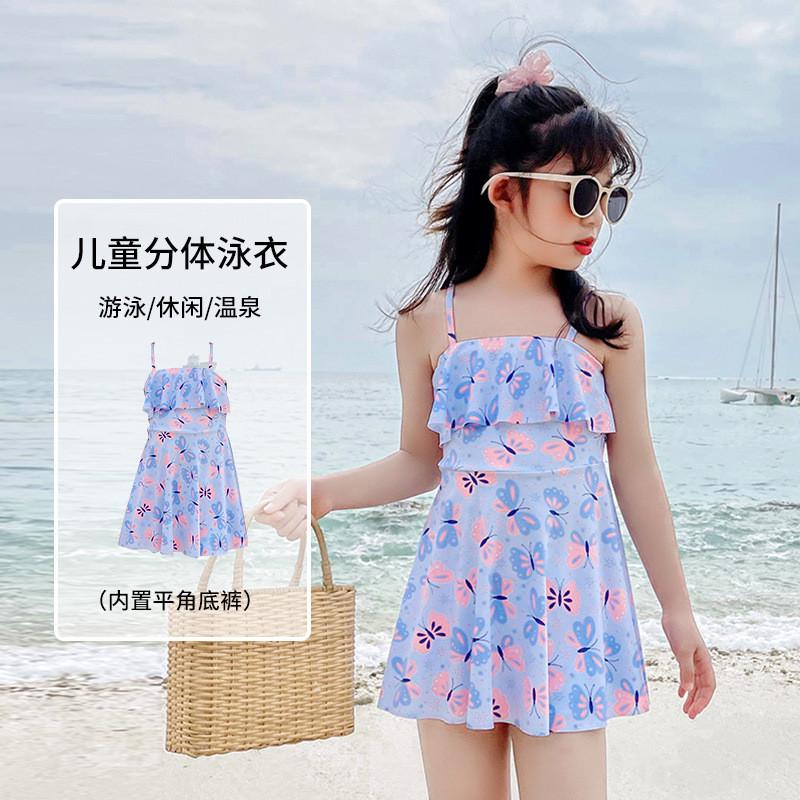 儿童泳衣吊带裙分体式套装女童游泳衣韩版中大童女学生温泉泳装潮