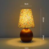 北欧百褶布卧室床头灯高级感复古台灯自然实木ins装 饰氛围小夜灯