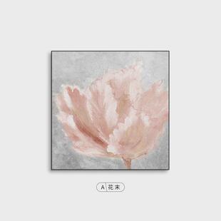 花背景现代客厅沙发末大尺寸装 饰画抽象花卉方形挂画油画风壁画