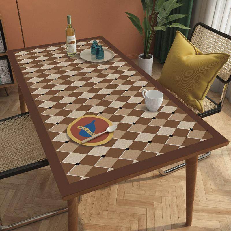美式长方形棋盘格皮革桌垫复古餐桌垫茶几垫防水防油免洗防烫台布,居家布艺,桌布,淘宝优惠券,粉丝福利购,淘宝优惠卷