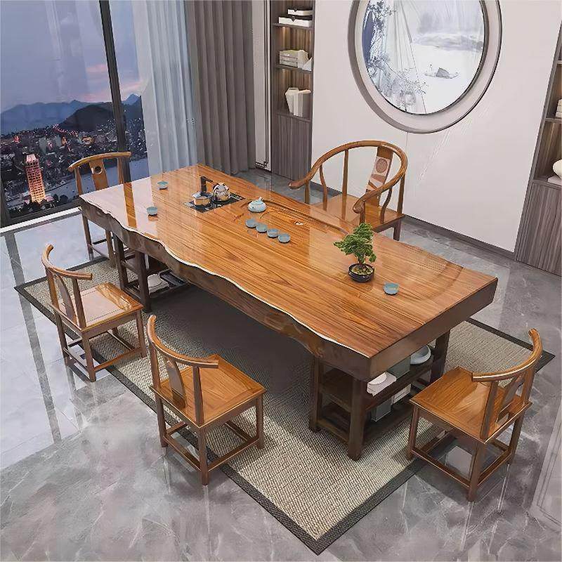 茶桌椅组合实木大板整板原木新中式办公室功夫泡茶台茶具套装一体