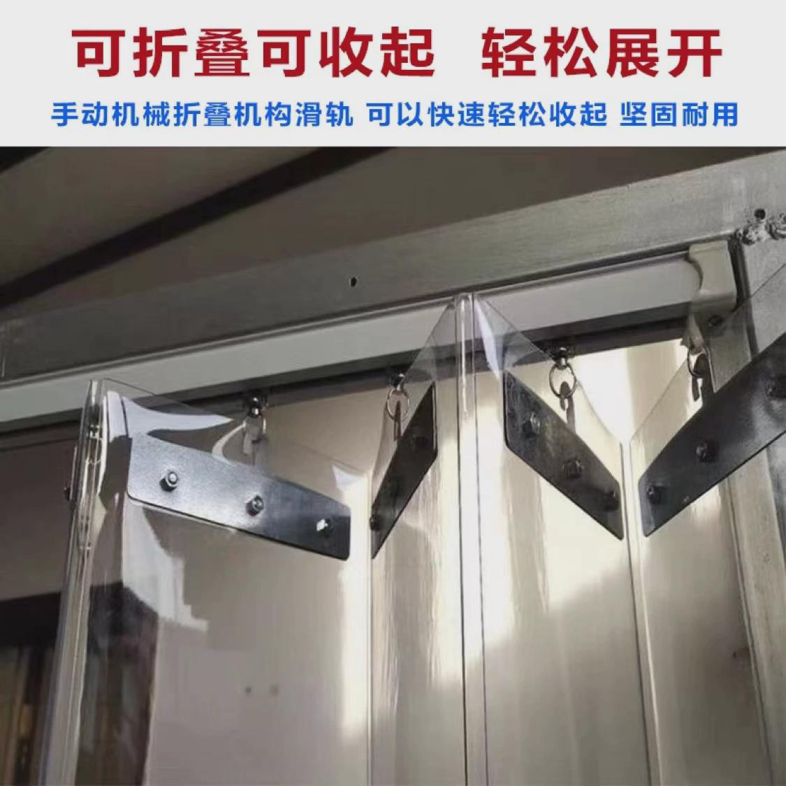 pvc折叠门帘pvc隔断门帘透明推拉折叠软门帘防冷气隔热挡风门帘