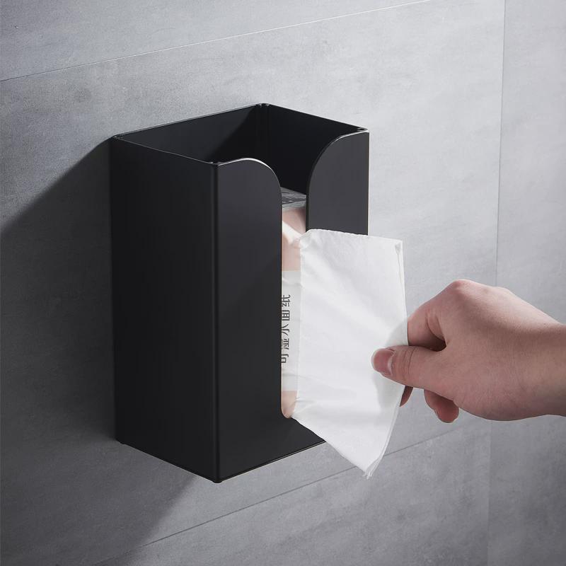 热销pk7j厕所铝太空侧抽纸巾盒方纸架浴室厨房客厅黑色免打孔手纸